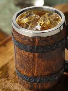 1 Peça Caneca de Cerveja Viking Antiga - Caneca de Barril de Uísque Isolada em Parede Dupla Com Design de Presente de Madeira - Perfeito para desfrutar das suas cervejas favoritas - Multicolorido - Visão 4