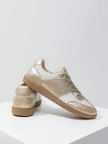Alan Vincent Zapatos Dorados Nuevos Para Mujer De Deportivos Cómodos Para El Uso Diario Al Aire Libre, Zapatillas Bajas Planas Para Mujer En La Parte Superior Y Para Hacer Ejercicios De Deporte - Dorado - Ver 6