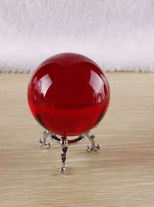 Red Crystal Ball With Silver Holder - Red - View 1