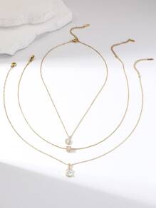 Hihho Set de 3 bucăți de colier în formă geometrică cu incrustație, design creativ pandantiv, cadou de bijuterii de lux pentru femei