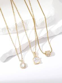 Hihho Set de 3 bucăți de colier în formă geometrică cu incrustație, design creativ pandantiv, cadou de bijuterii de lux pentru femei