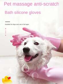 1 Pieza Súper Guante De Silicona Para Peinar A Mascotas, Suave, Adecuado Para Perros Y Gatos - Verde - Ver 3