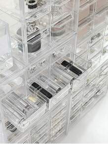 1pc Small Transparent Acrylic Drawer Storage Box With 3 Or 5 Compartments, Perfect For Desktop Jewelry, Stationery And Contact Lens Storage - Clear - View 8
