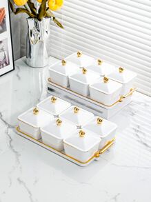1 Set Of Festive Square Fruit Tray With Cover And Acrylic Tray For Home Use - White - View 1