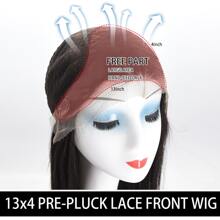 13x4前蕾絲假髮人類頭髮自然黑色長款直發24英寸()預拔毛中間部分透明蕾絲假髮,合適的適用於日常穿著適合女士 - 黑色 - 查看 3