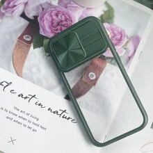 Simple Sliding Window Camera Design Full Coverage Phone Case Compatible With Apple Iphone 14 Pro Max, Iphone 13 With Sliding Cover Compatible With Camera Lens, Iphone 12 Pro Max - Green - View 3