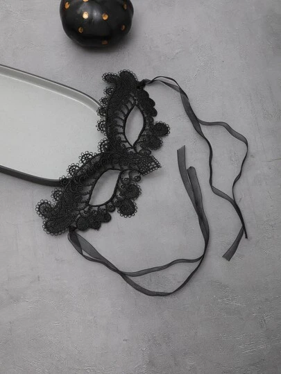 1 st. sexig svart spetsbroderad ihålig halvmask för kvinnor, lämplig för fest, rave, kostymlek, alla hjärtans dag, alla hjärtans dag, halloween