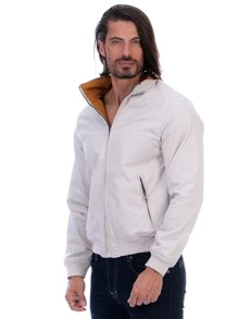 Chamarra Para Hombre Impermeable Doble Vista Reversible - Beis - Ver 3