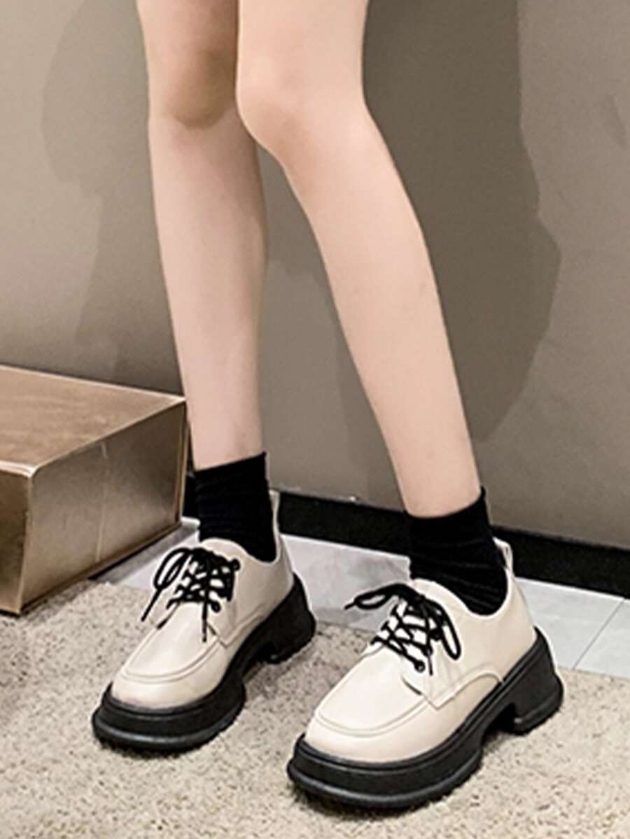 Fashionable Women's Platform Shoes - Beige - View 1