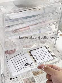 1pc Small Transparent Acrylic Drawer Storage Box With 3 Or 5 Compartments, Perfect For Desktop Jewelry, Stationery And Contact Lens Storage - Clear - View 6