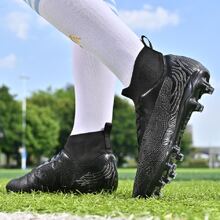 1雙男子高筒足球鞋戶外訓練鞋防滑職業足球鞋,透氣耐磨,男女皆宜ronaldo(梅西) - 黑色 - 查看 5