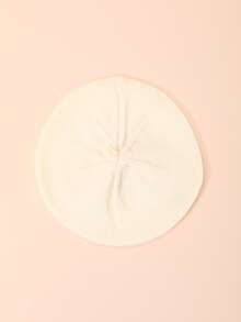 1pc Infant Toddler Cute Solid Color Knitted Beret With Flower Decor For Spring And Autumn Winter