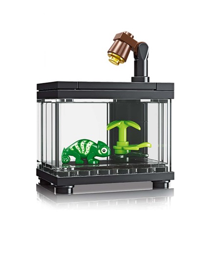34pcs Lizard Diy Building Blocks Puzzle Educational Toy Set For Home Decoration, Desktop Ornament, And Aquarium Ornament Room Decoration,Toys,Building Blocks,Building Bricks