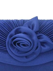 Vintage Style Multicolor Satin Rose Ruffled Clutch Bag For Women - Royal Blue - View 6