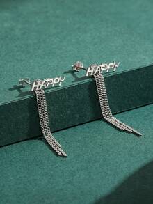 S925純銀愛心長流蘇耳環,優雅掛墜設計,適用於女性婚禮珠寶