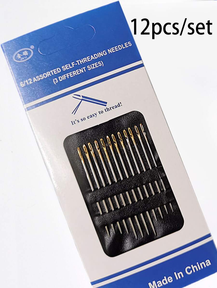 12pcs 45mm Self Threading Needle, Embroidery Needles For Hand Sewing