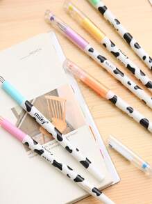 Korean Style Cartoon Creative Stationery Milky Cow Rhinestone Ballpoint Pen, Multicolor, Random Dispatch, Student Writing Pen With 0.38mm Fine Tip