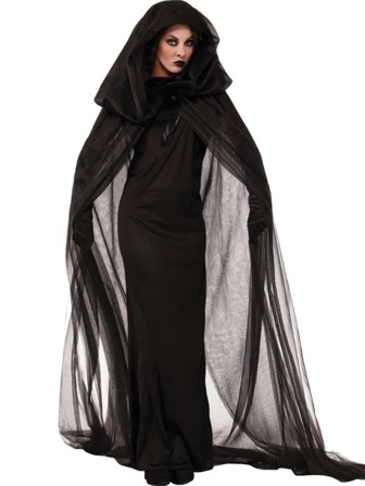 1pc/set Halloween Adult Cosplay Witch Costume, Including Black Net Long Dress Witch Dress