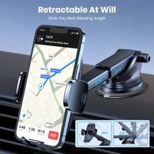 TOPK車載手機支架，升級版可調節水平和垂直手機支架，適用於汽車儀表板 - 黑色 - 查看 3