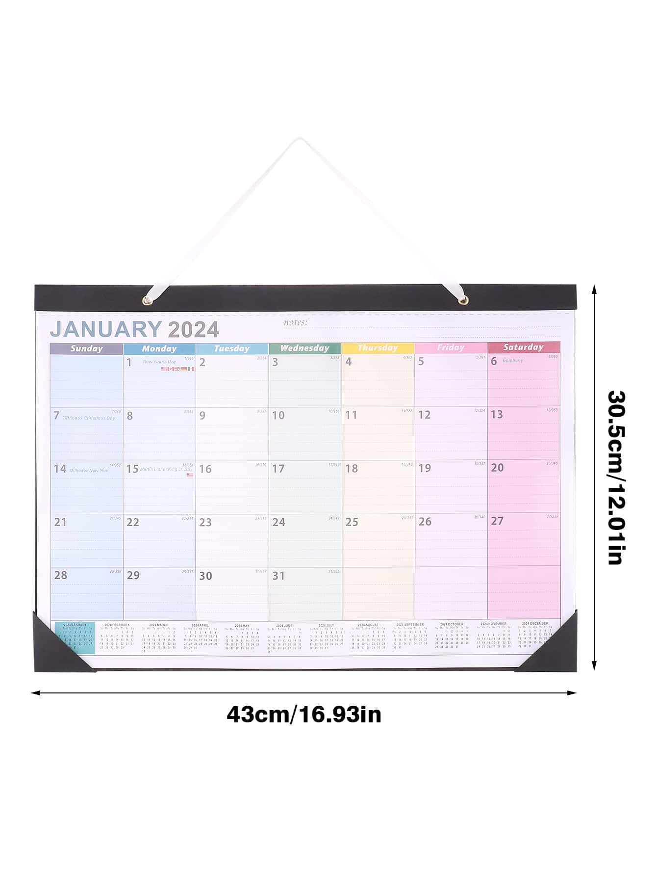 2024 到 2025 年壁掛日曆,極簡風格從上撕下每日曆 - 彩色 - 查看 1