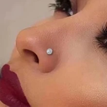 1 Pieza Joyería De Perforación Con Tacha Y Barra Recta Para La Nariz, Con Diamantes De Imitación Y Bola De Acero Inoxidable En Varios Colores - Plateado - Ver 2