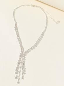 3入組鑽石首飾套裝包括項鍊,耳環和手環適用於女性時尚和簡約風新娘婚禮和派對配件