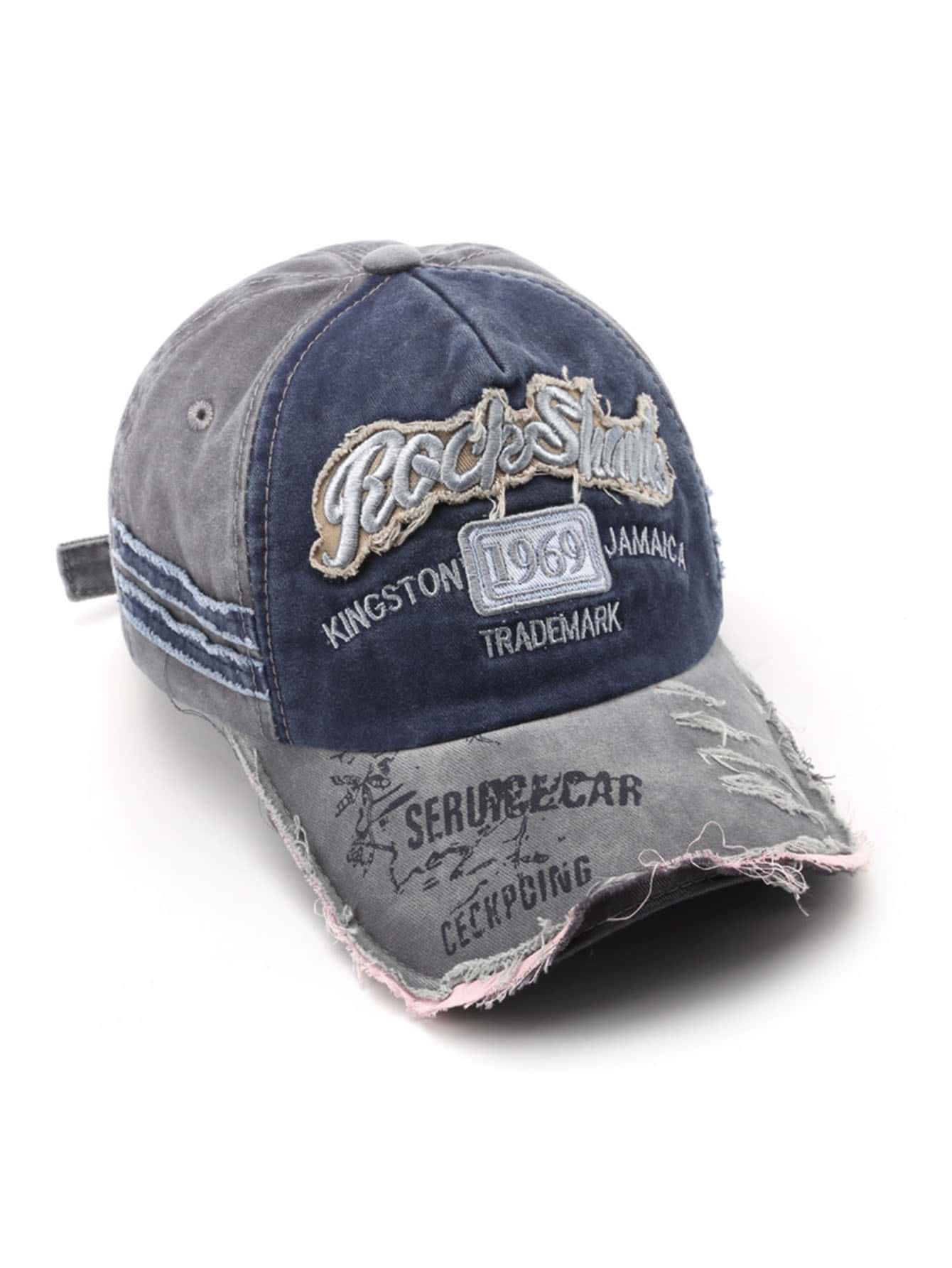 1個時尚復古破邊棒球帽,破邊防曬帽情侶帽男女皆宜 - 彩色 - 查看 1