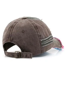 1個時尚復古破邊棒球帽,破邊防曬帽情侶帽男女皆宜 - 彩色 - 查看 7