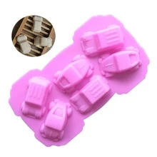 1入粉色6輛賽車主題矽膠蛋糕模,用於烘焙巧克力蛋糕、手工香氛工藝、diy冰塊、果凍、翻糖和糖果 - 粉色 - 查看 2