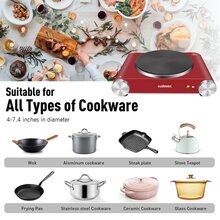 Cusimax 1500W Electric Single Hot Plate Cooktop,Stainless Steel Countertop Burner With Temperature Control,Portable Cast Iron Electric Stove,Great For RV/Home/Camping,Easy To Clean - Red - View 8