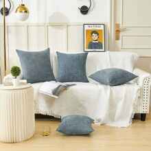 1個藍灰色星空裝飾枕套（不含枕芯），現代簡約方形絨織坐墊套，全年適用於日常使用作為沙發臥室床上用品或汽車腰靠墊 - 灰藍色 - 查看 6