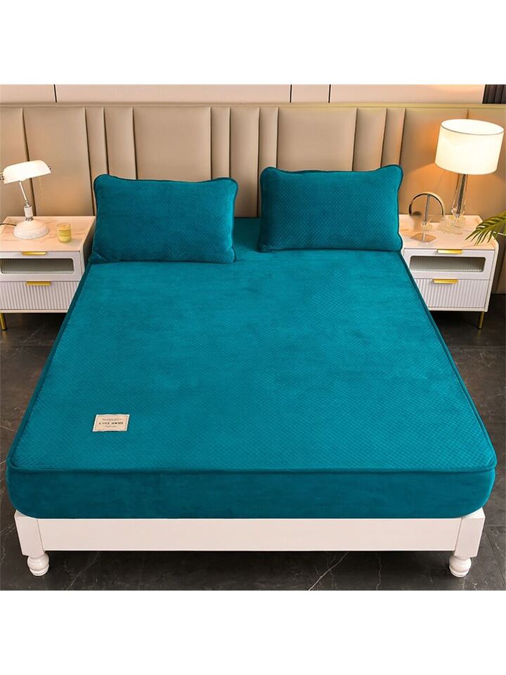 3pcs/set Solid Color Thickened Milk Velvet Bedding Sheet Moisture Absorbing  Heated Soft Breathable u0026 Wrinkle Resistant Silent Single Bed Sheet (1 Sheet,  2 Pillowcases) Flannel Quick-heating Mattress Cover Protective Cover Easy To