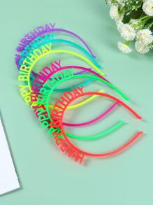 6Pcs Happy Birthday Fluorescent Hair Band Glowing Birthday Party Decoration Headband, Back To School Valentine Day