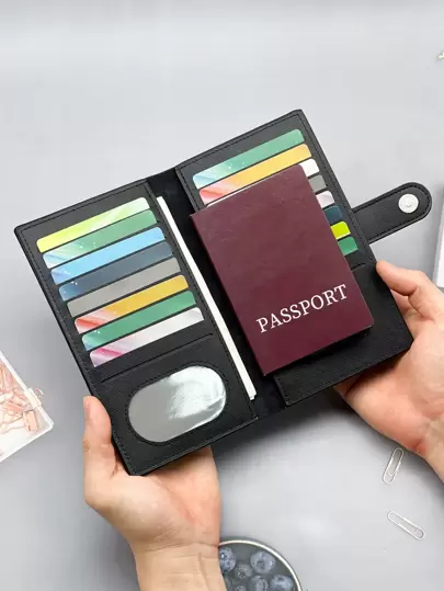 HOVI'S 轻巧护照卡包，多卡位，多功能护照钱包 - 使用这款超薄小巧的卡包保护您的身份证件。轻便便携信用卡证件夹，商务钱包，洗漱包，复古多卡位手拿包，感恩节礼物，单肩包，复古包，情人节黑色包，旅行必备，男士复古校园运动生活钱包，节日包，礼品袋，手提包，春季复古包，男士礼物，圣诞礼物，圣诞包，黑色钱包卡包