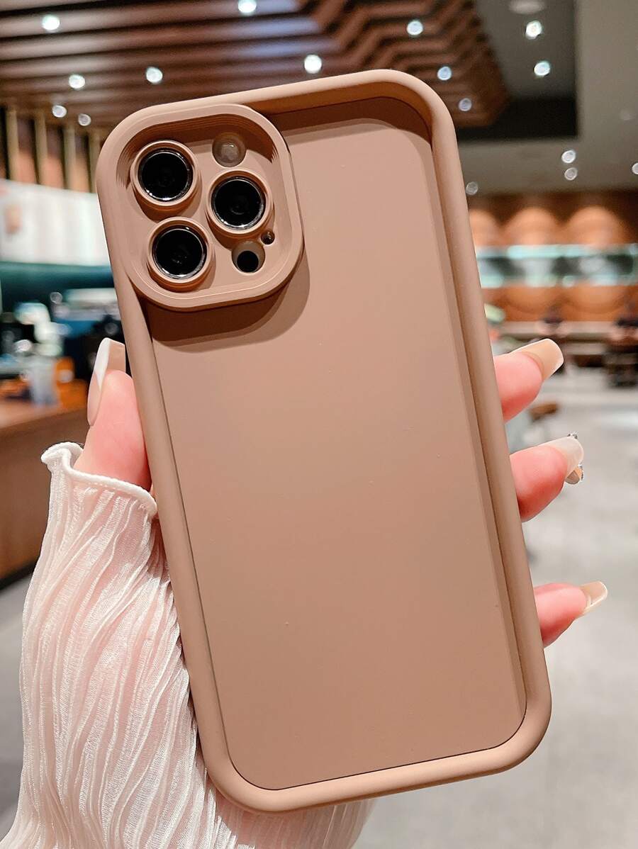 1pc High Bamboo Material Shockproof Phone Case Compatible With IPhone - Rust Brown - View 1