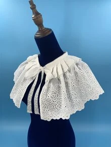 女士鉤花網空中披肩,夏季薄款穿搭襯衫、背心外套配件,假領領口