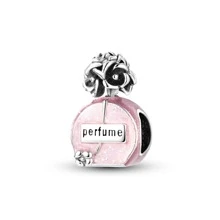 1Pc Pink Two Sides Bowknot Camellia Perfume Bottle Silver Color Beads Fit For Bracelet Necklace Bangle Charm For Diy Jewelry Making Gift For Girl Valentines - Silver - View 1