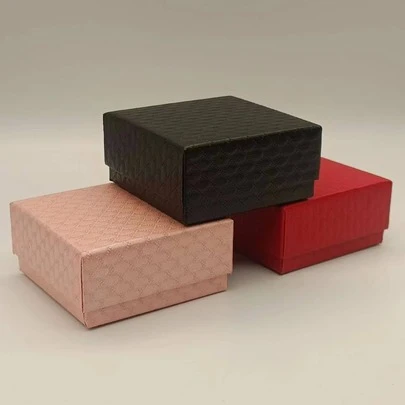 3入組菱形圖案珠寶盒,可用於耳環、戒指、項鍊等的紙質禮品包裝盒子