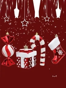 4pcs Plastic Candy Cane Gift Box & Boot Shaped Set For Christmas Tree Decoration, Suitable For Christmas Birthday - Red - View 3