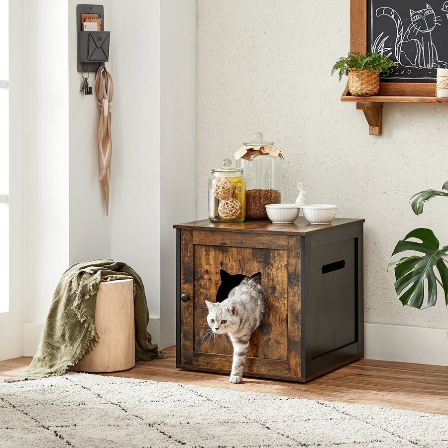 FEANDREA Cat Litter Box Furniture, Hidden Litter Box Enclosure
