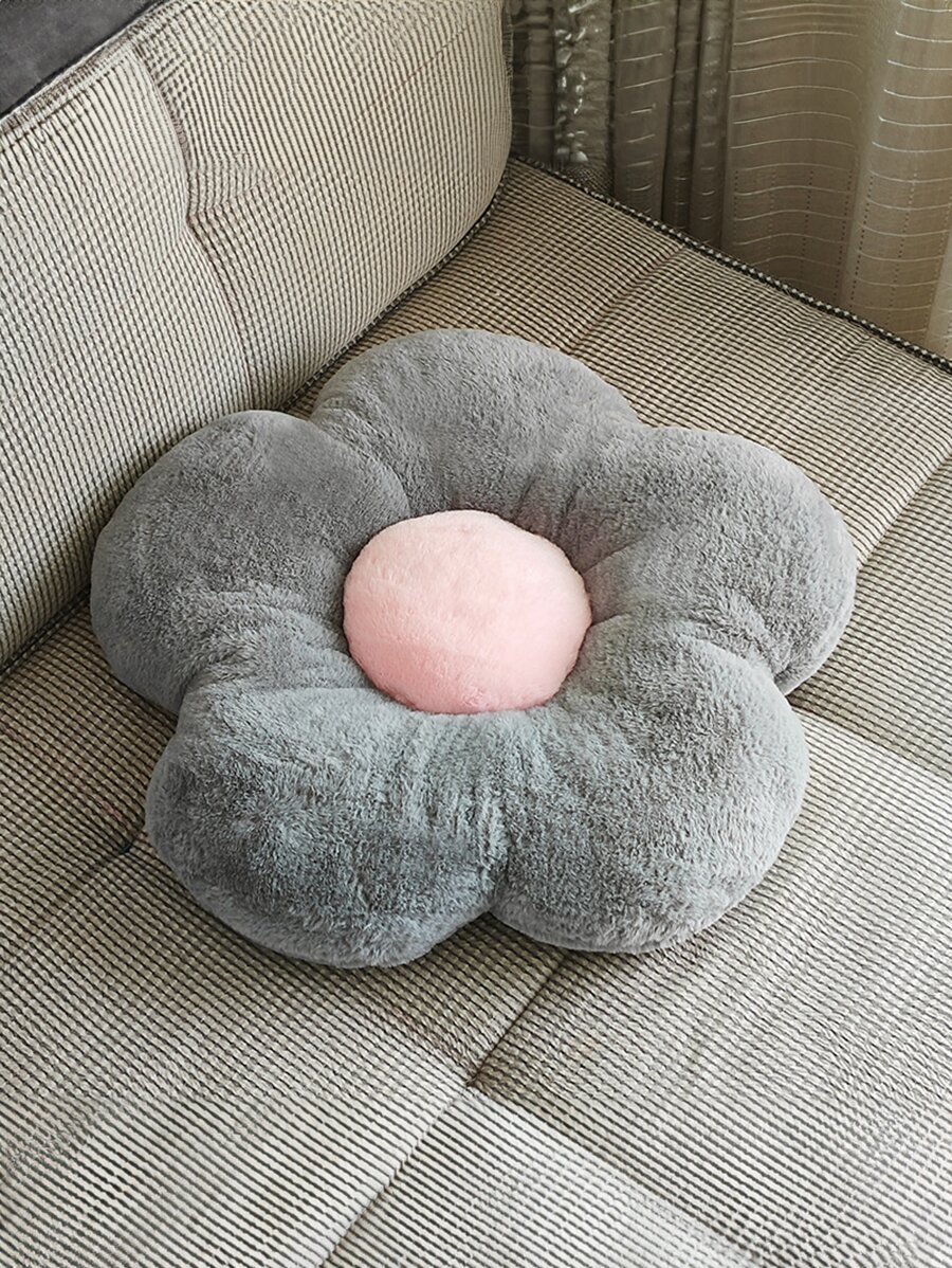 1pc Flower Design Plush Pet Bed For Dog And Cat For Sleeping - Grey - View 1