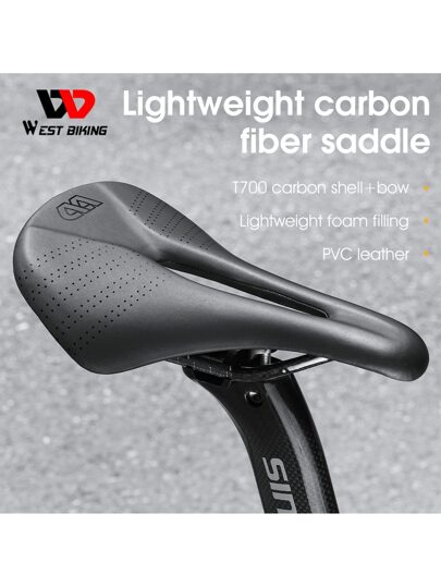 West Biking 自転車 サドル カーボンファイバー製 白 3Dプリント
