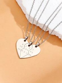 ATLVXJL 3入組好朋友/姊妹/兄弟戀人愛心不銹鋼吊墜項鍊，女性/至愛節日禮物 - 銀色 - 查看 1