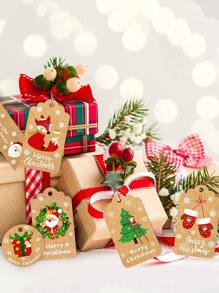 100 cái/gói Thẻ quà tặng giấy Giáng sinh, Thẻ giấy Giáng sinh đục lỗ sẵn để tự làm tem gói quà Giáng sinh và nhãn Thẻ tên gói - Nhiều màu - Xem 2