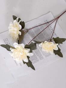 3Pcs Artificial Fall Flowers9 Heads Silk Fake Mums Flowers Faux Chrysanthemum Orange Flowers For Home Fireplace Table Centerpieces Flower Arrangement Fall Decor - Beige - View 2