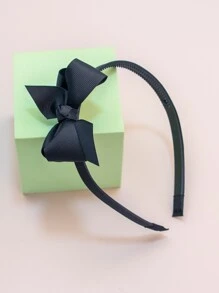 4入組兒童3英寸純色絲帶蝴蝶結牙齒頭箍,適用於所有季節的學校或家庭,可愛的髮飾