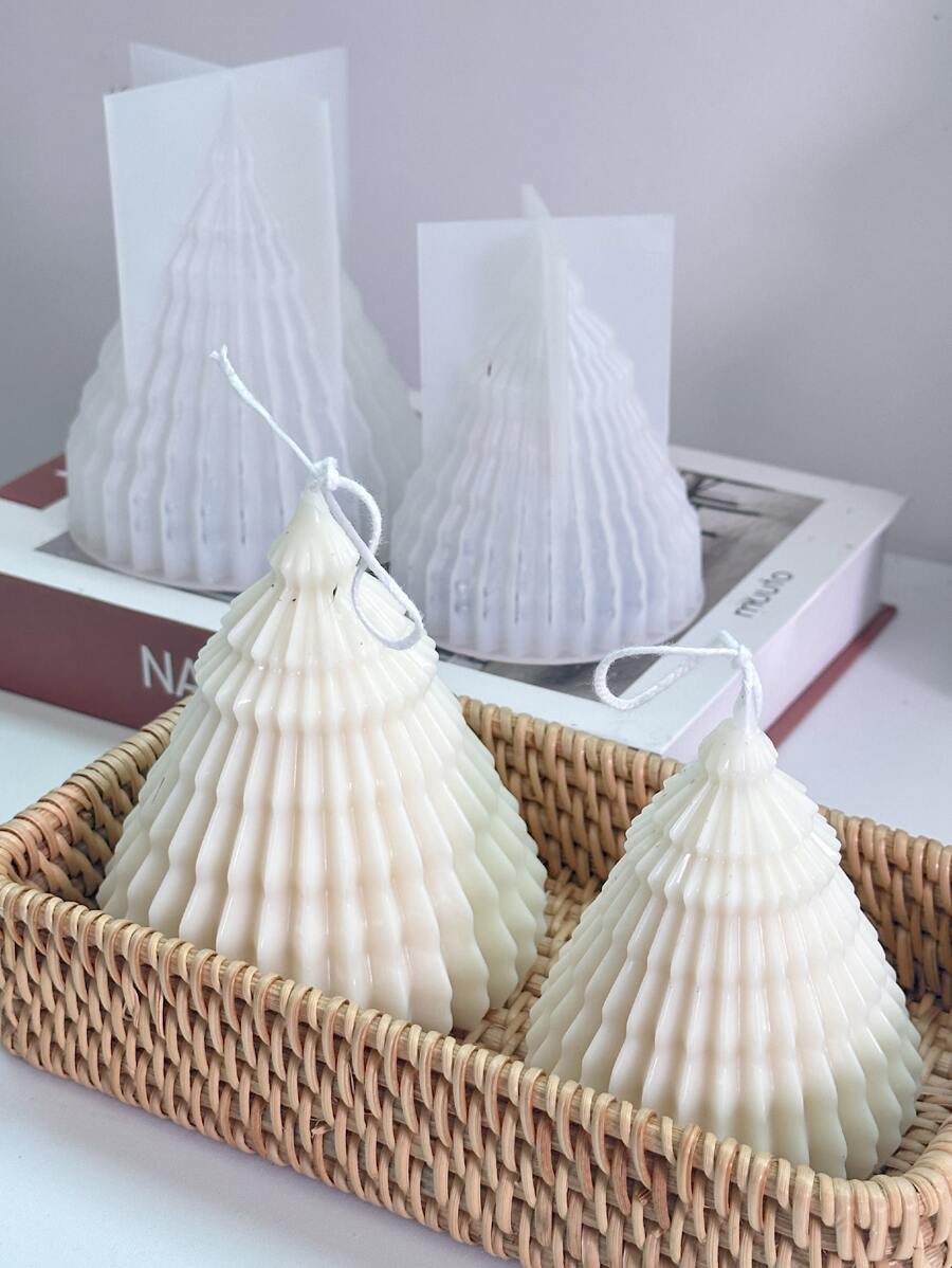 3D圣诞装饰蜡烛硅胶模具DIY香薰蜡烛香皂模具石膏环氧树脂工艺模具家居装饰用品 - 白色 - 查看 1