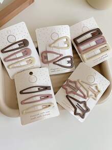 15入組簡約霧面啡色BB夾，適用於女性日常辦公室及休閒髮型 - 彩色 - 查看 1