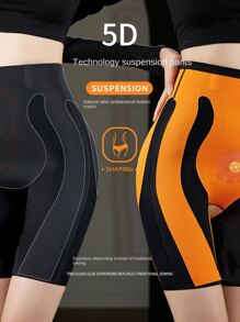 1pc Women's High-Waist Tummy Control Leggings, Black/Nude Compression Skinny Leggings, Suitable For Everyday Workout - Black - View 1