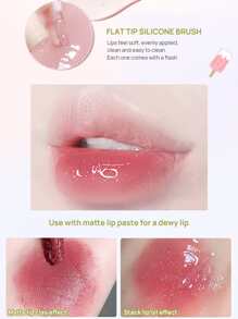 Brillo de labios hidratante con efecto brillante, líneas de labios difuminadas, unicolor, ideal para uso diario como base de lápiz labial y para aplicar sobre el brillo de labios para lograr efectos de volumen, fórmula de larga duración y no pegajosa - Rosa claro - Ver 4